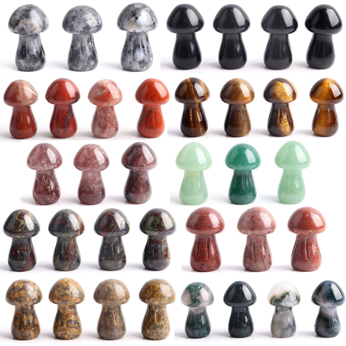 10pcs Crystal Mushroom Natural Stone Hand Carved Sculpture