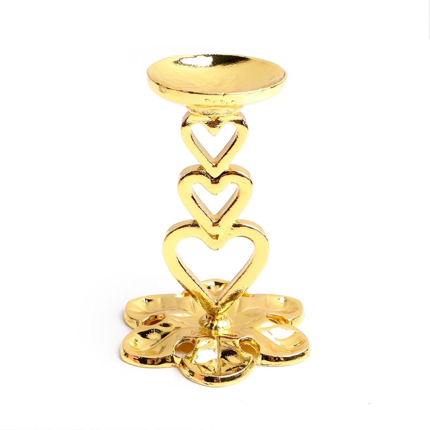 1pc metal three heart crystal ball pedestal egg stand base