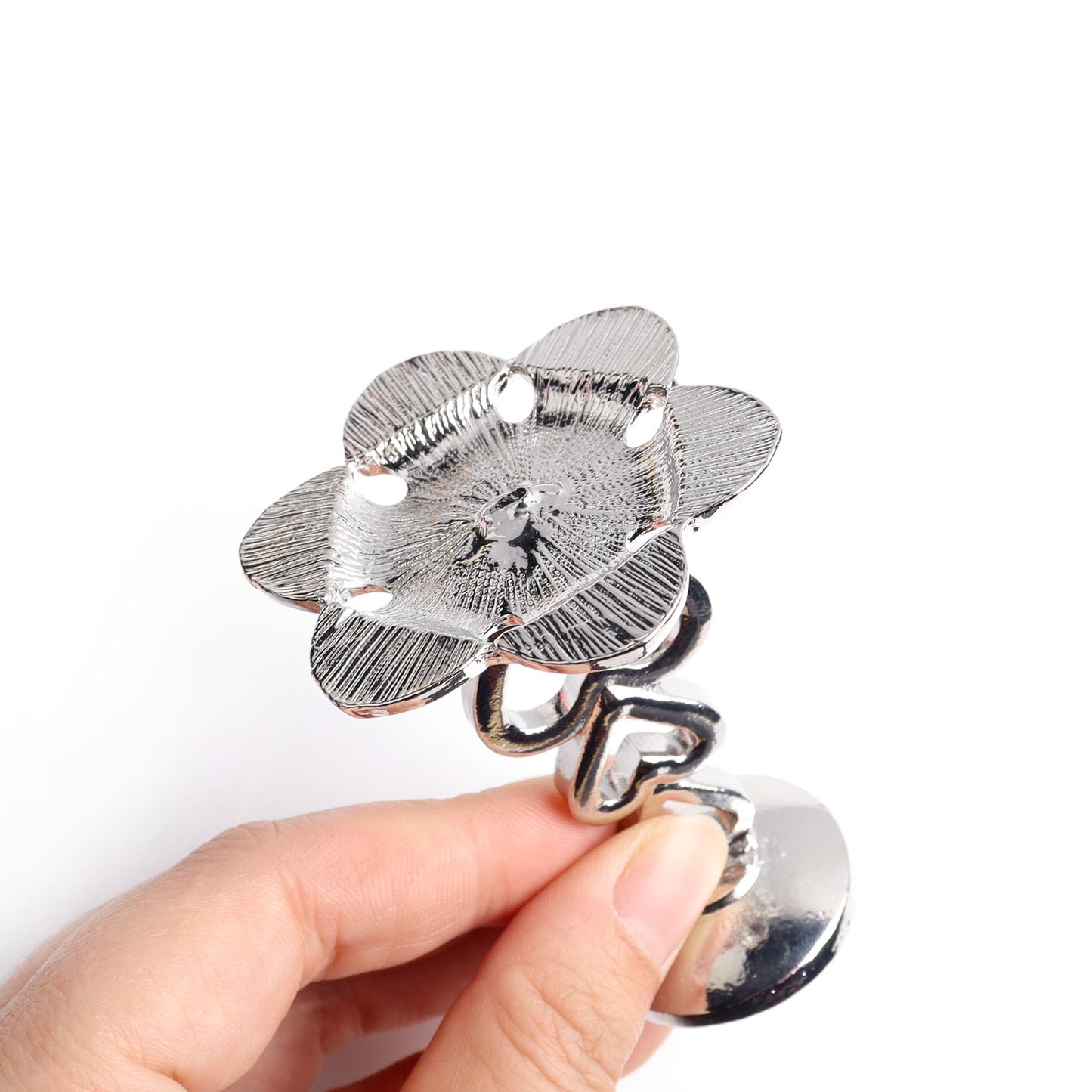 1pc metal three heart crystal ball pedestal egg stand base