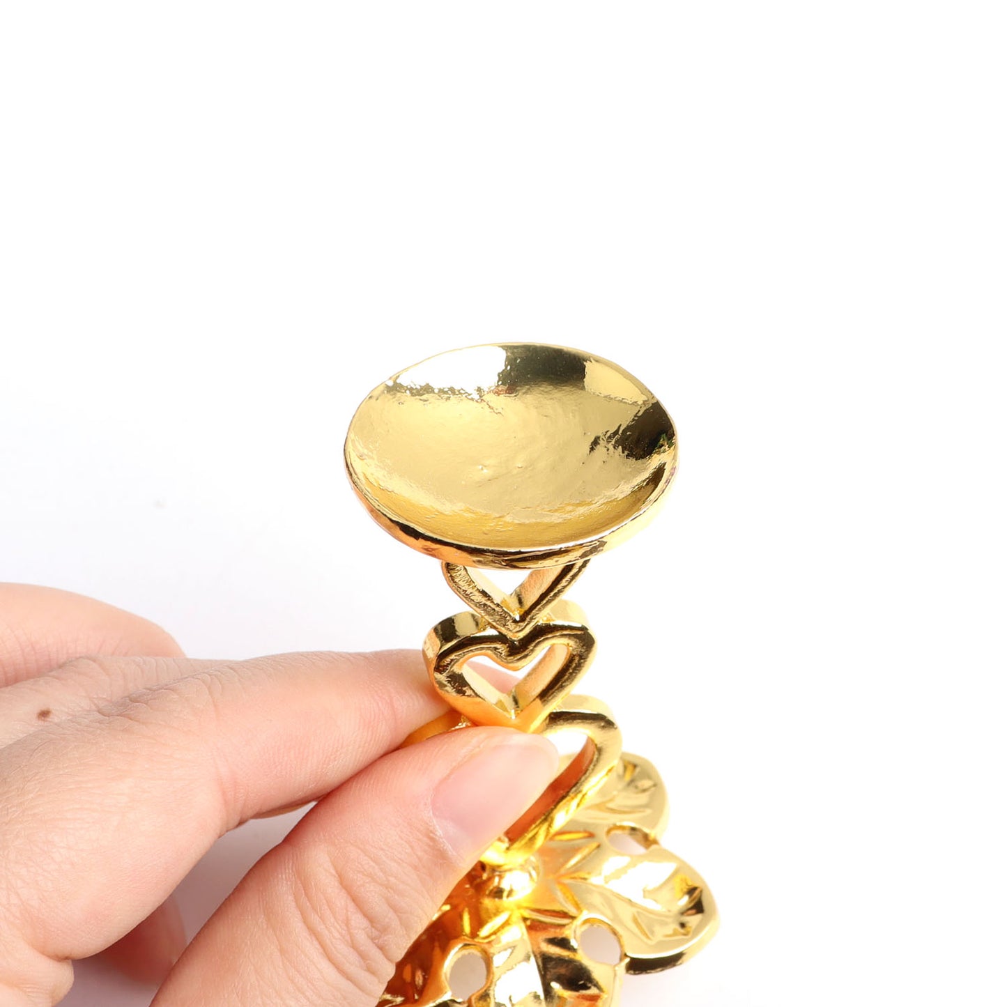 1pc metal three heart crystal ball pedestal egg stand base