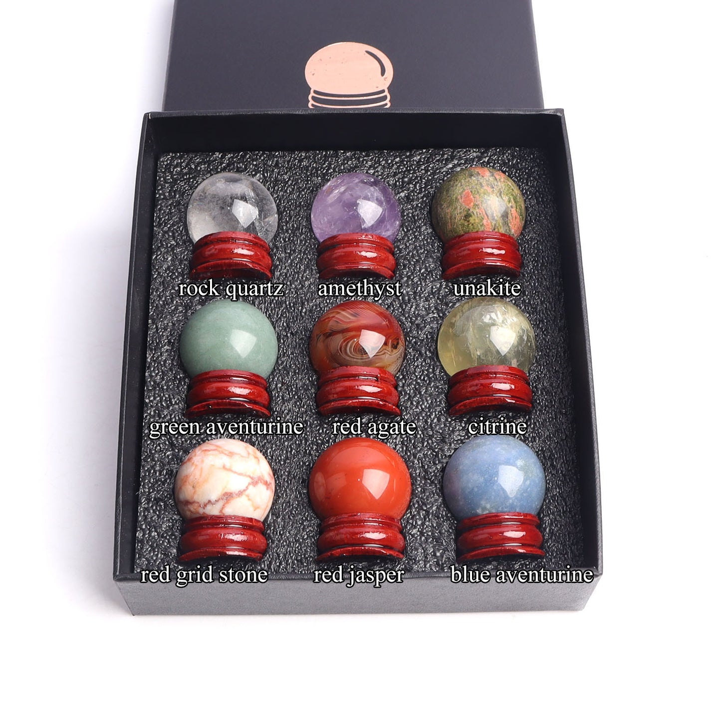 9pcs Mixed Crystal Balls in Gift box