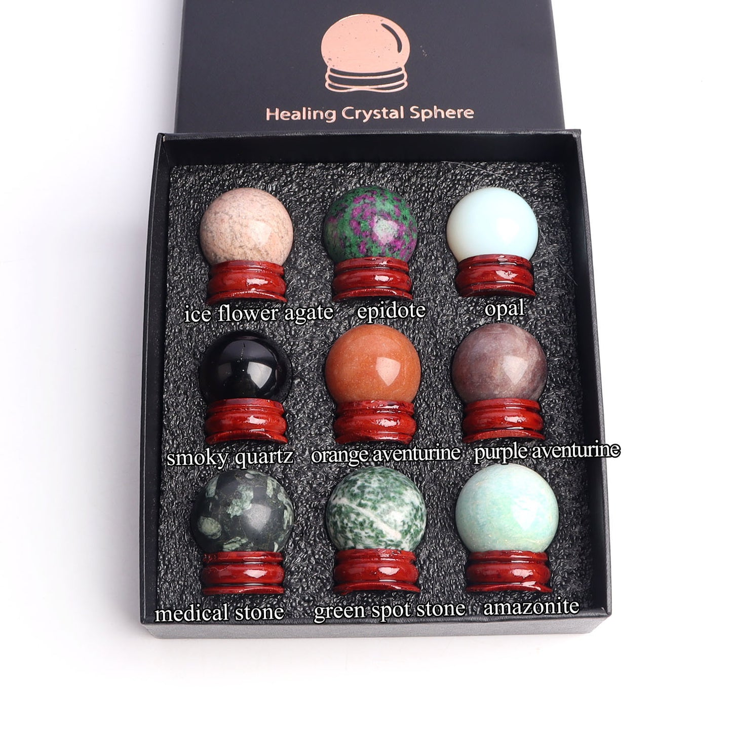 9pcs Mixed Crystal Balls in Gift box