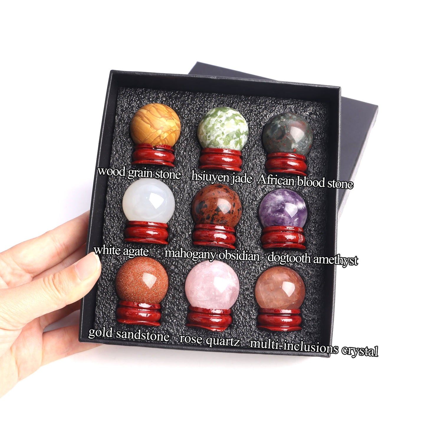 9pcs Mixed Crystal Balls in Gift box