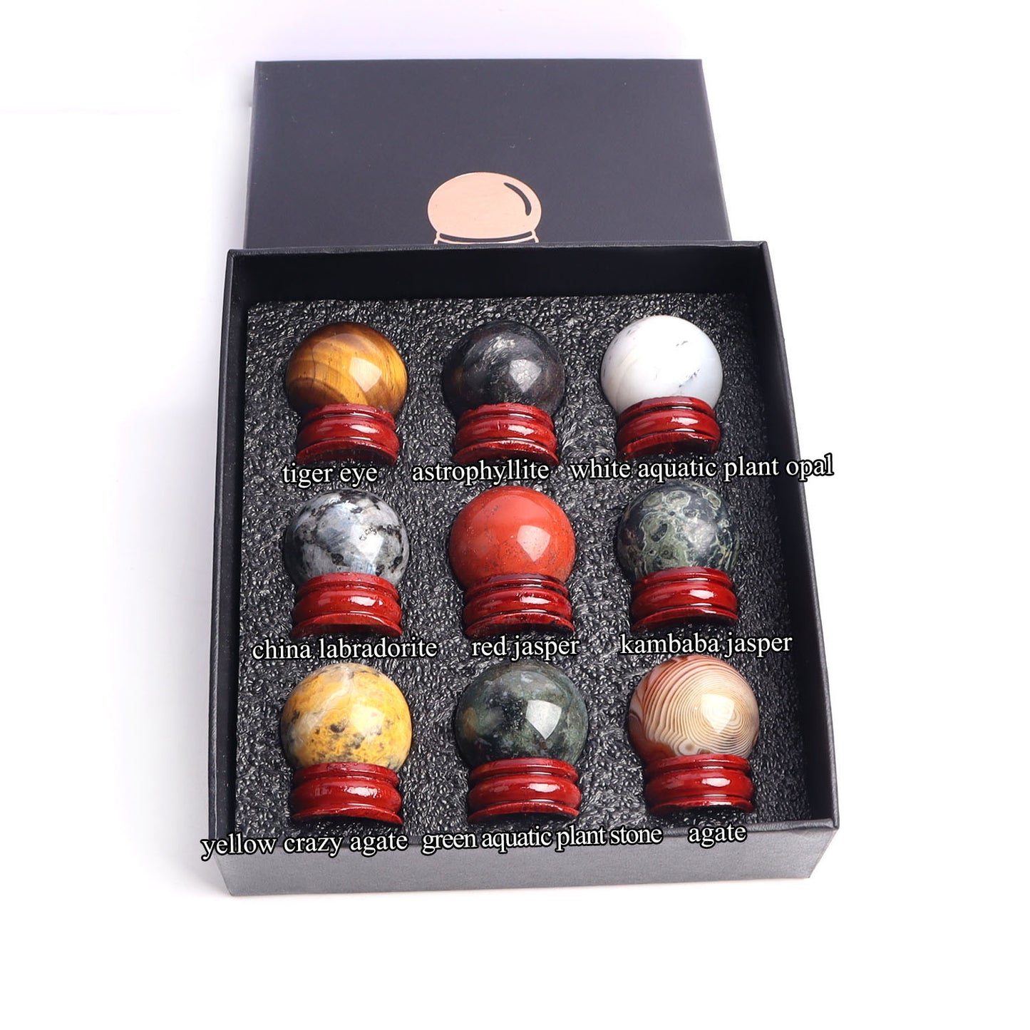9pcs Mixed Crystal Balls in Gift box