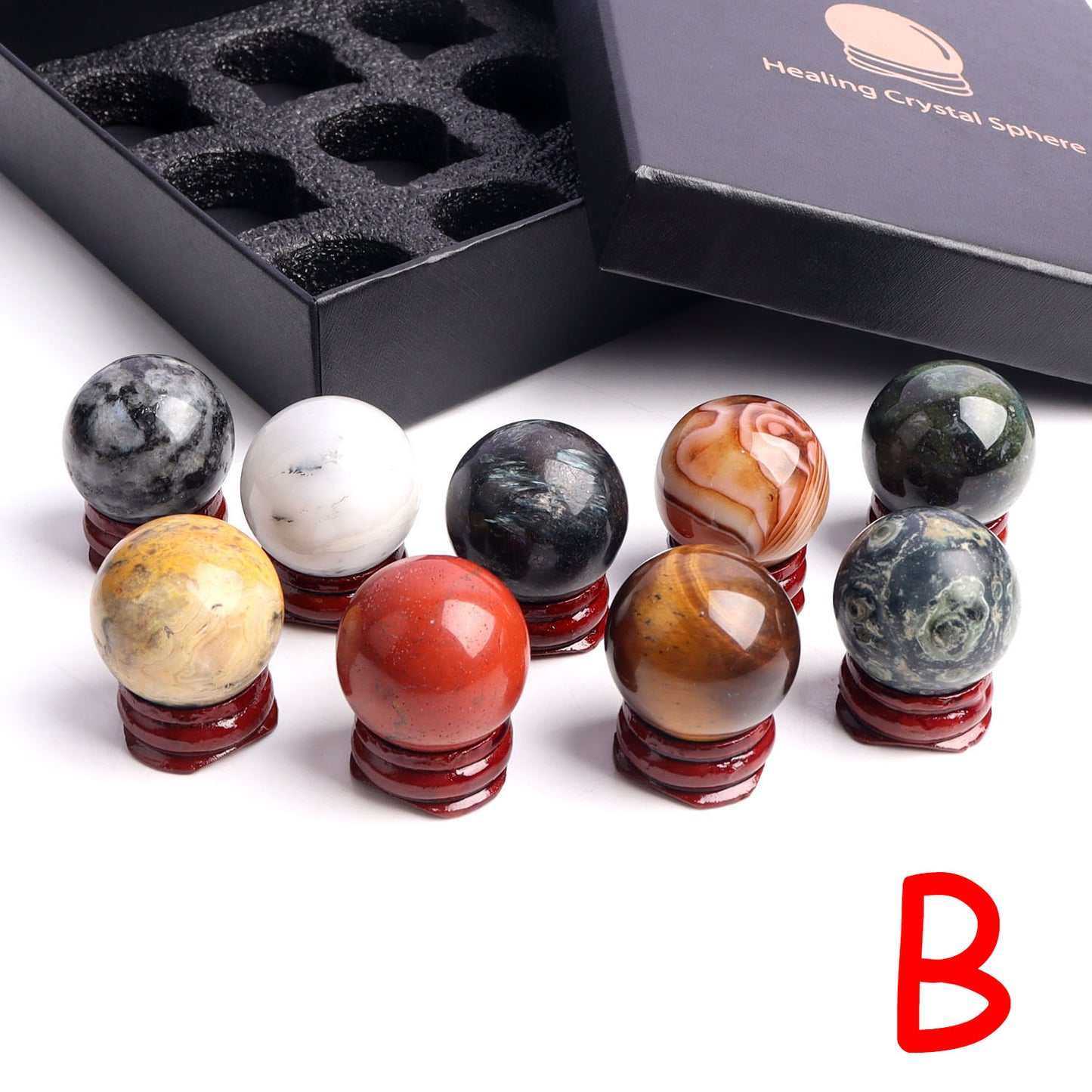 9pcs Mixed Crystal Balls in Gift box