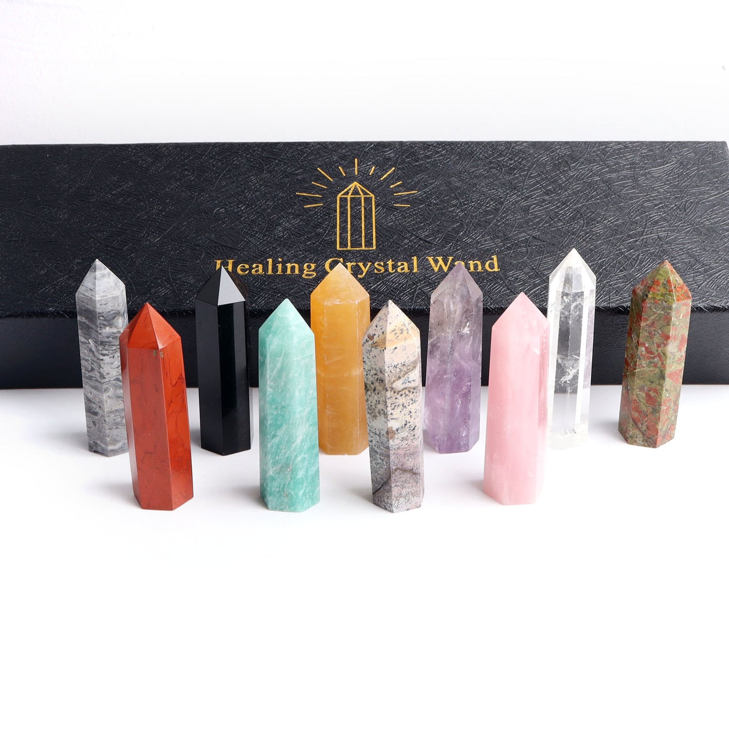 10pcs/set Natural Crystal Point in Black Box