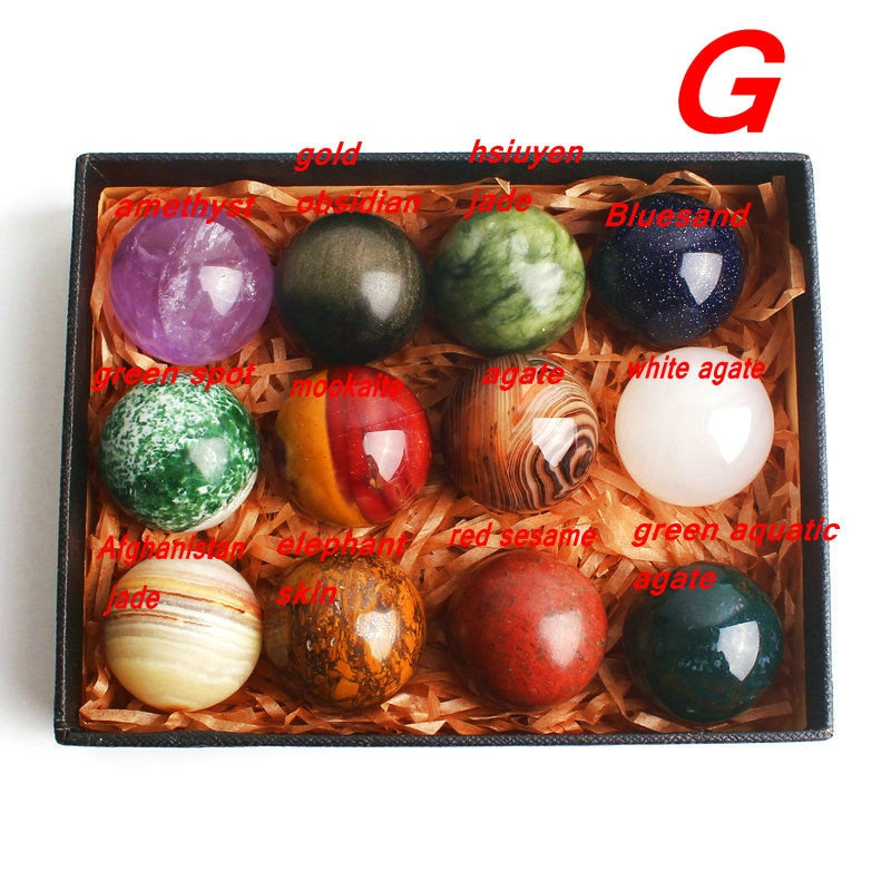 12pcs Mixed Natural Crystal Spheres
