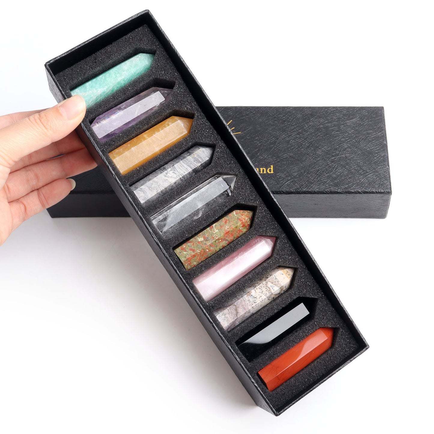 10pcs/set Natural Crystal Point in Black Box