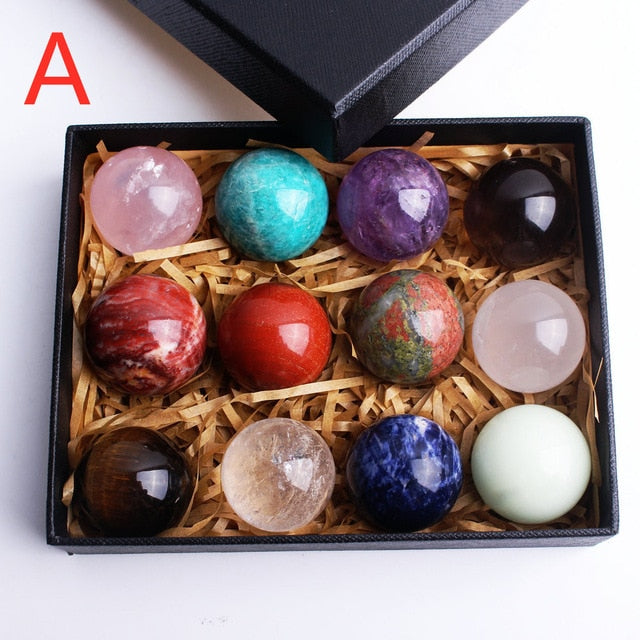 12pcs Mixed Natural Crystal Spheres