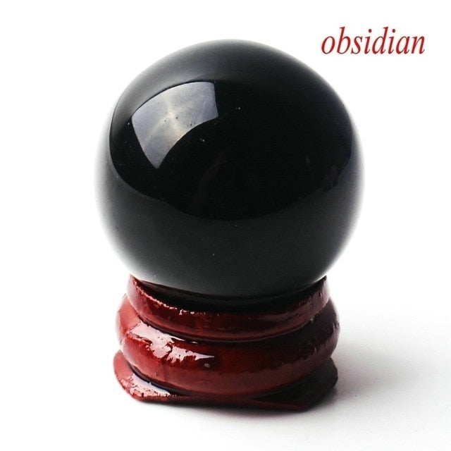 1PC 28-30mm Natural Amethyst Obsidian Crystal Ball Sphere with Holder