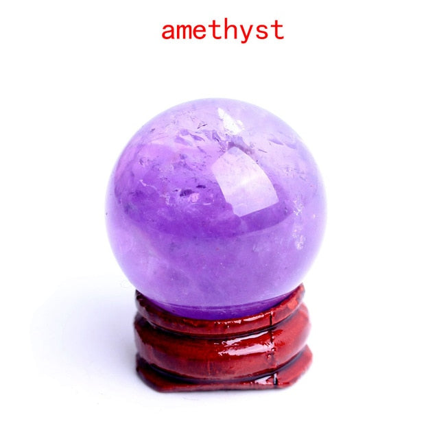 1PC 28-30mm Natural Amethyst Obsidian Crystal Ball Sphere with Holder