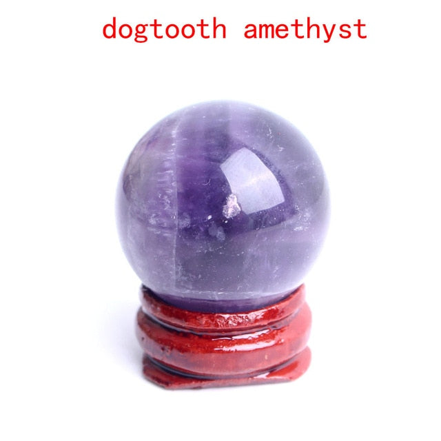 1PC 28-30mm Natural Amethyst Obsidian Crystal Ball Sphere with Holder