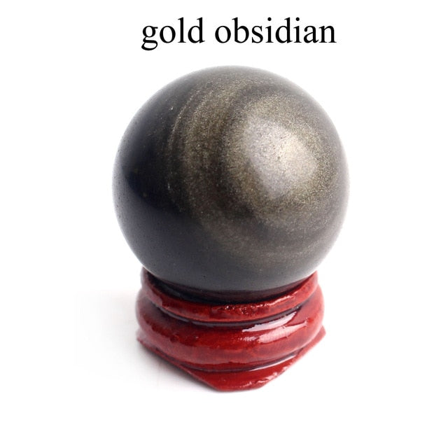1PC 28-30mm Natural Amethyst Obsidian Crystal Ball Sphere with Holder