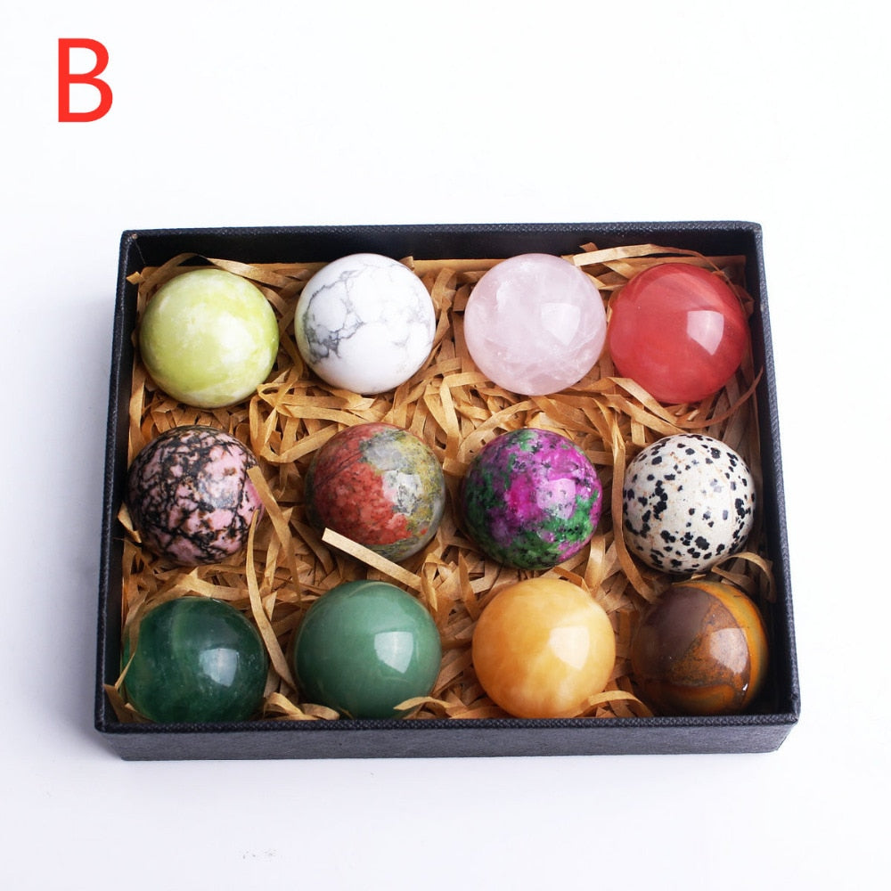 12pcs Mixed Natural Crystal Spheres