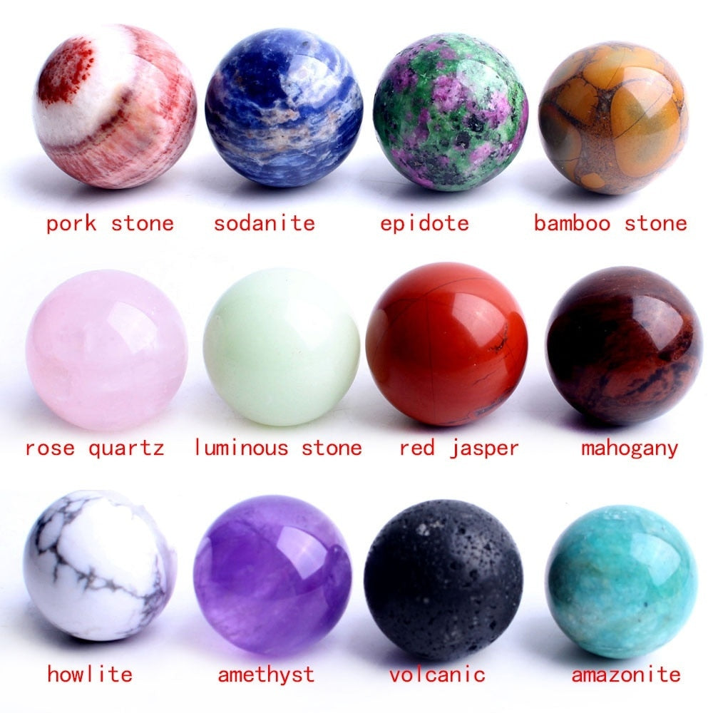 12pcs Mixed Natural Crystal Spheres
